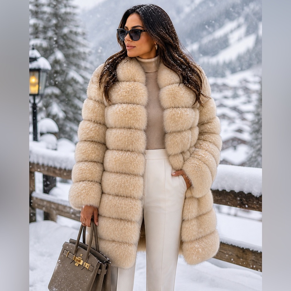 REAL FOX FUR 100% beige coat size XS/S